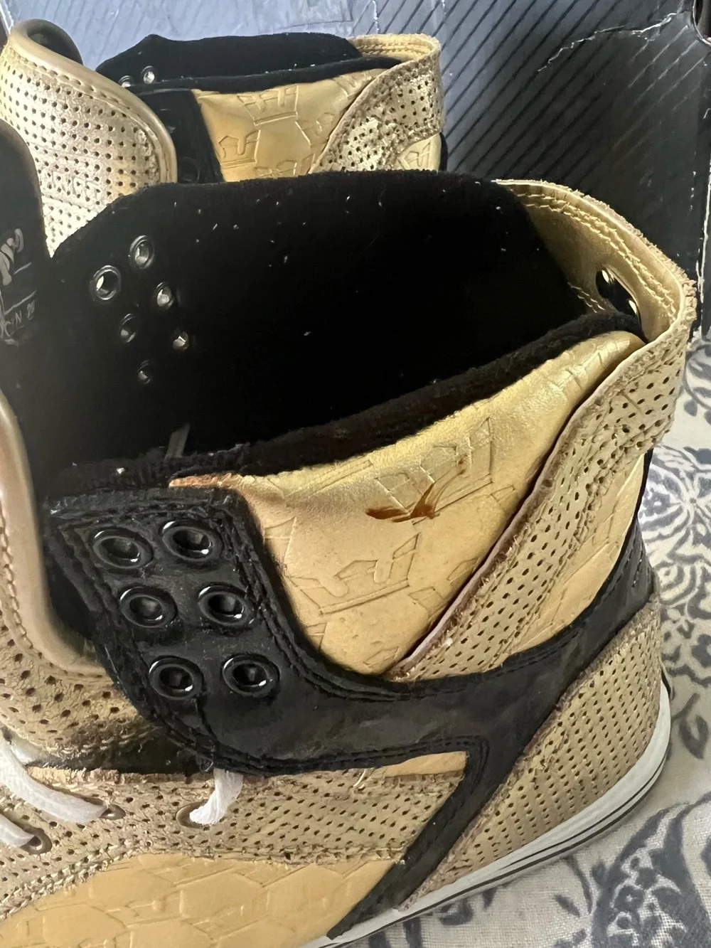 Supra Mens Muska Skytop Limited Shoes Gold/Black Suede Gold Size 11 W/BOX